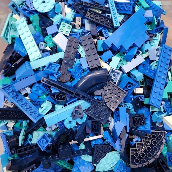 Lego Other - Bulk Lego: Blue Shade Mix - Sorted 15oz Bricks, Flats, Studs, Angles, Baseplate